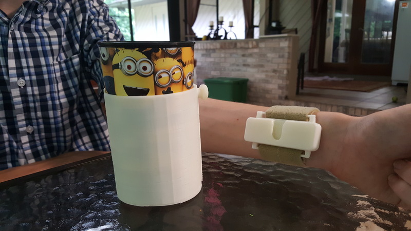 Articulated Wrist Mounted Cup Holder