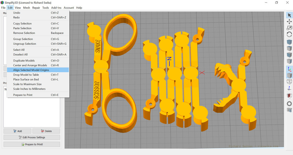 Scissor Snake Easy Grip Custom 3D Print 99649