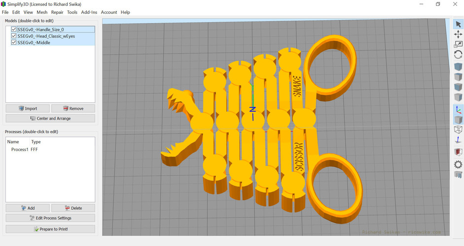 Scissor Snake Easy Grip Custom 3D Print 99650