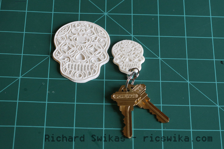 Sugar Skull Key Ring 3D Print 13858