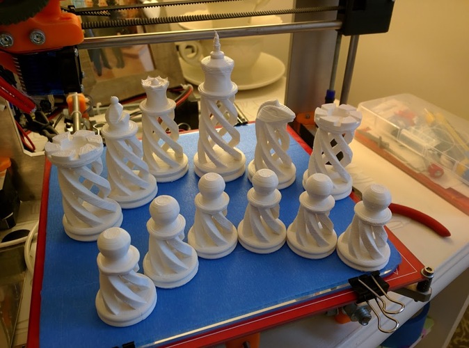 Spiral Chess Set (Large) 3D Print 1518