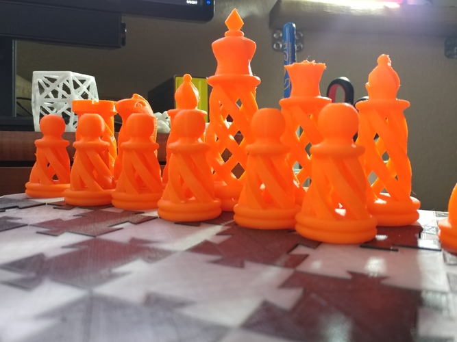 Spiral Chess Set (Large) 3D Print 23360