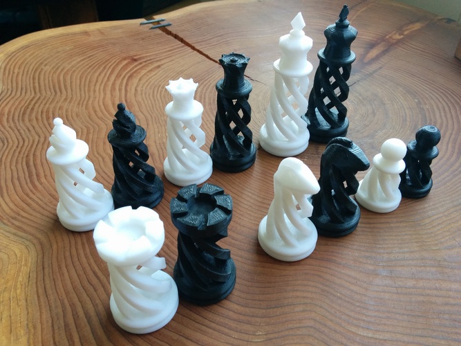 Spiral Chess Set (Large) 3D Print 420