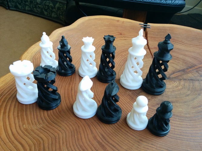 Spiral Chess Set (Large) 3D Print 422