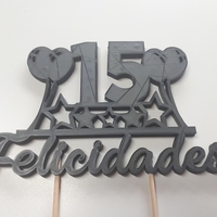 Small CAKE TOPPER 15 GLOBOS Y ESTRELLAS 3D Printing 45695