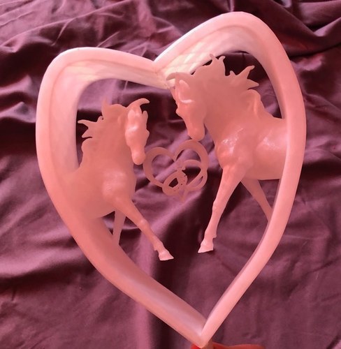 Horse in hearth shape wedding cake decoration 3D Print 45782