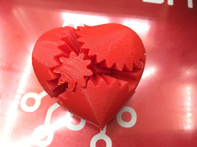 Screwless Heart Gears - Plated 3D Print 8537