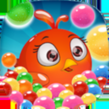 old android bubble pop game with a flying animal